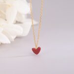 Sterling Silver Necklace with Red Stone Heart - Image 3
