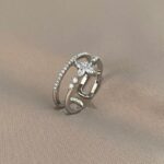 Double Layer Star Ring with Diamond