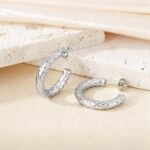 Hammered C-Shaped Earring - Image 4