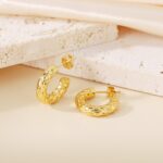 Hammered C-Shaped Earring - Image 5