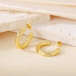 Hammered C-Shaped Earring - Image 7