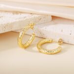 Hammered C-Shaped Earring - Image 8