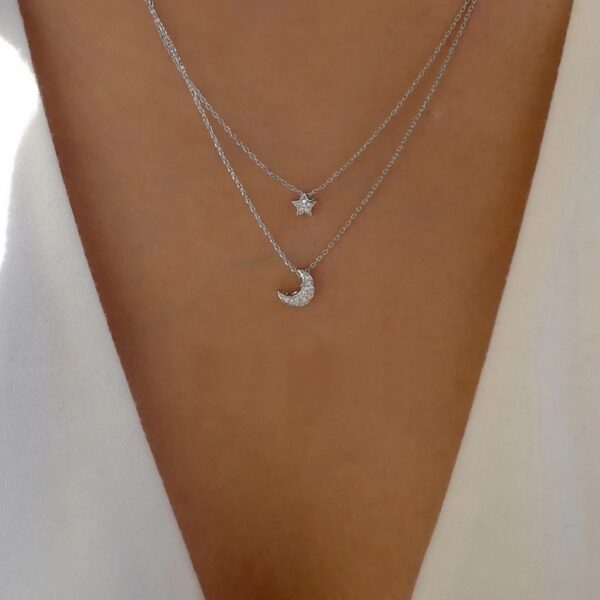 Double Star and Moon Necklace