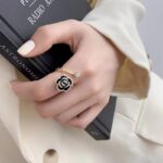 Korean Black Camellia Ring