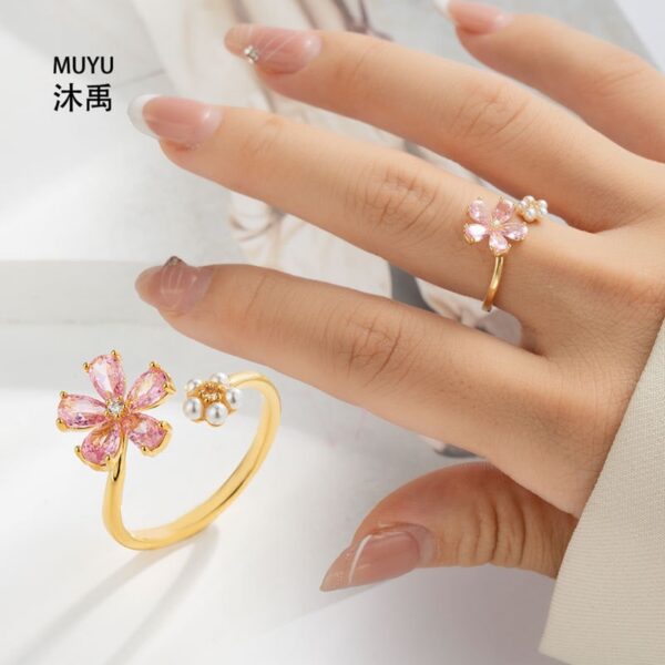 Double Flower Open Ring