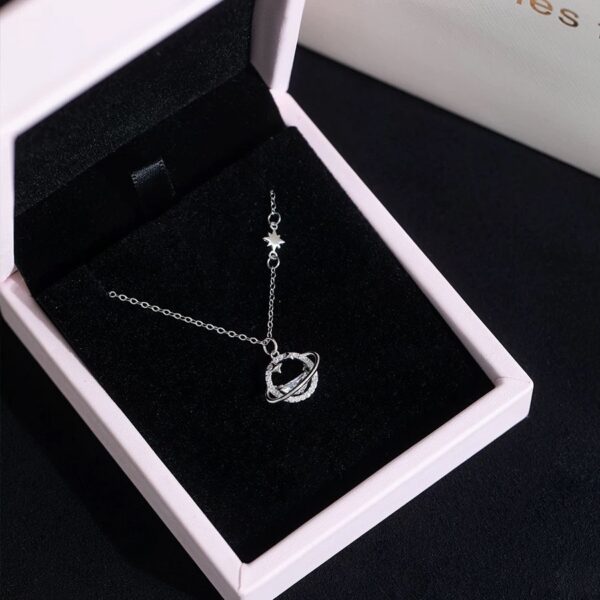 Pure Silver Necklace with Planet Pendant