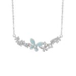 Silver Luminous Necklace with Butterfly Pendant - Image 3