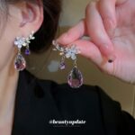 Silver Needle Bouquet Flower Earring Inlaid