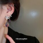 Silver Needle Bouquet Flower Earring Inlaid - Image 2