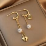 Retro French Earrings with Heart Claspzs - Image 2