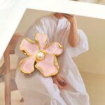 Pink Flower-Shaped Brooch