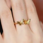 Gold Ring with Double Butterfly