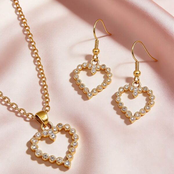 Necklace and Earrings with Heart Pendant