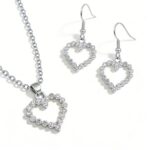 Silver Necklace and Earrings with Heart Pendant